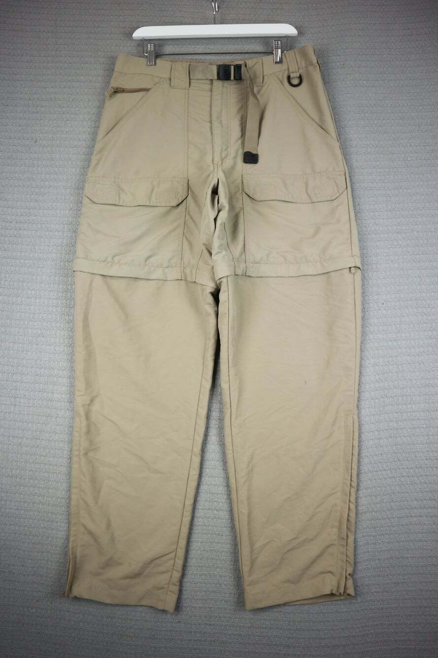 Cabela's Convertible Cargo Hiking Pants Khaki Tan Zip Off Belted Trail Trousers